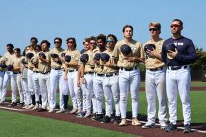 NCF Baseball Team doing the pledge of allegiance.